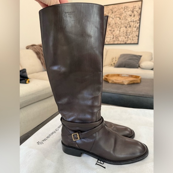Saint Laurent Leather Riding Boots - Picture 7 of 12